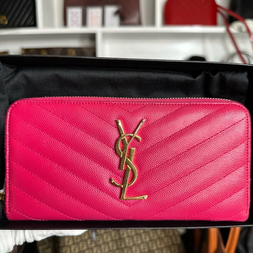 Saint Laurent YSL Monogram Large Zip Wallet in Grained Leather - Picture 1 of 11